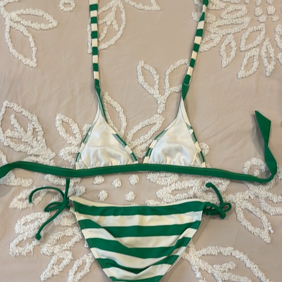 Green and White Striped String Bikini Size M HEAT - Picture 7 of 11